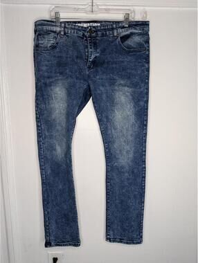 Redemption Jeans Mens 38 Blue Stonewash Regular Straight Stretch Denim 38x32